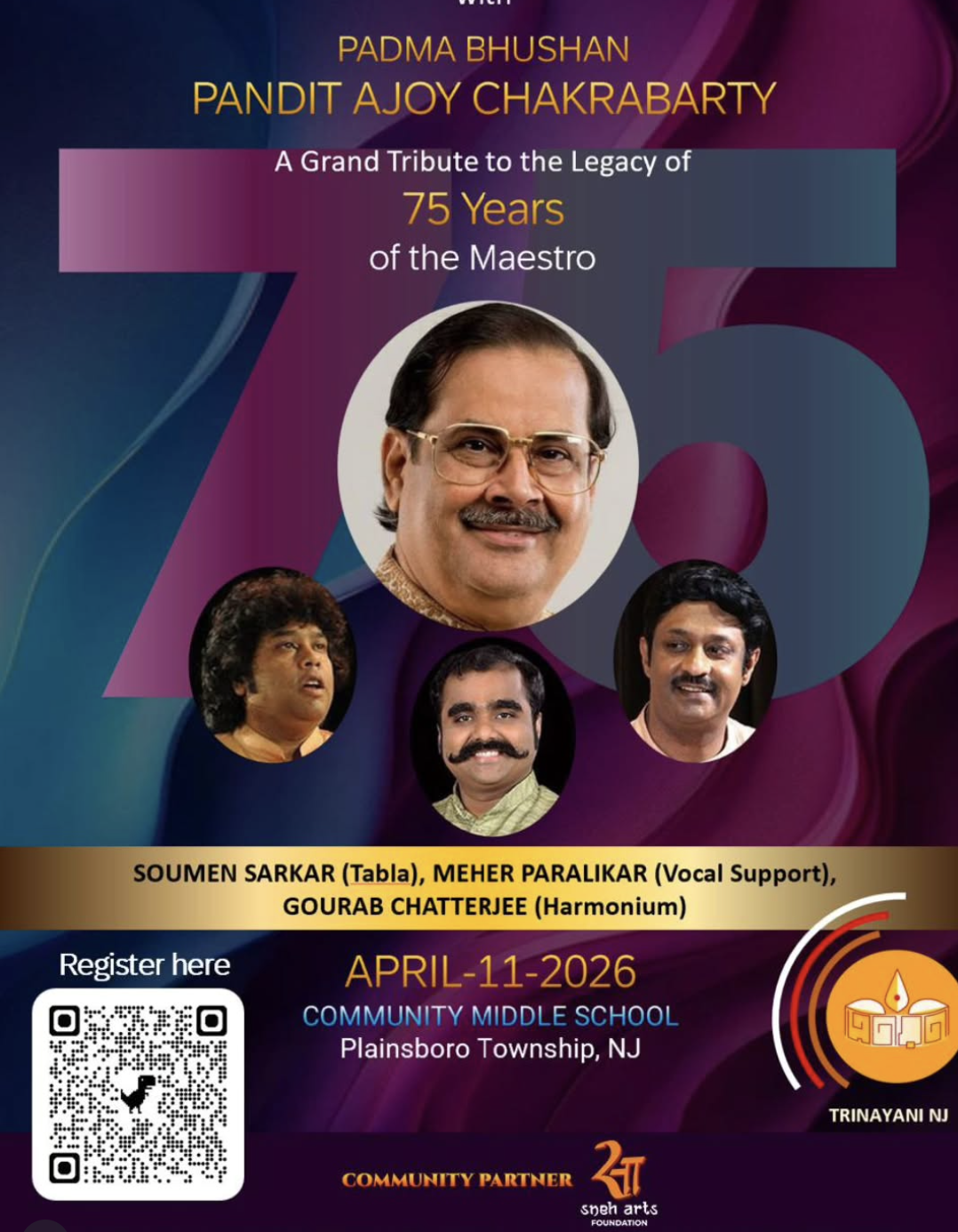 Poster for Grand Tribute to 75 Years of the Maestro Pt Ajoy Chakrabarty