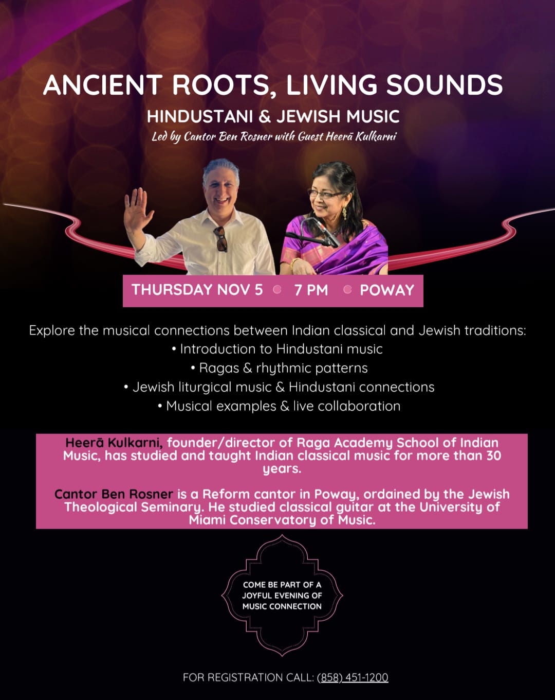 Poster for Ancient Roots, Living Sounds: Hindustani & Jewish Music