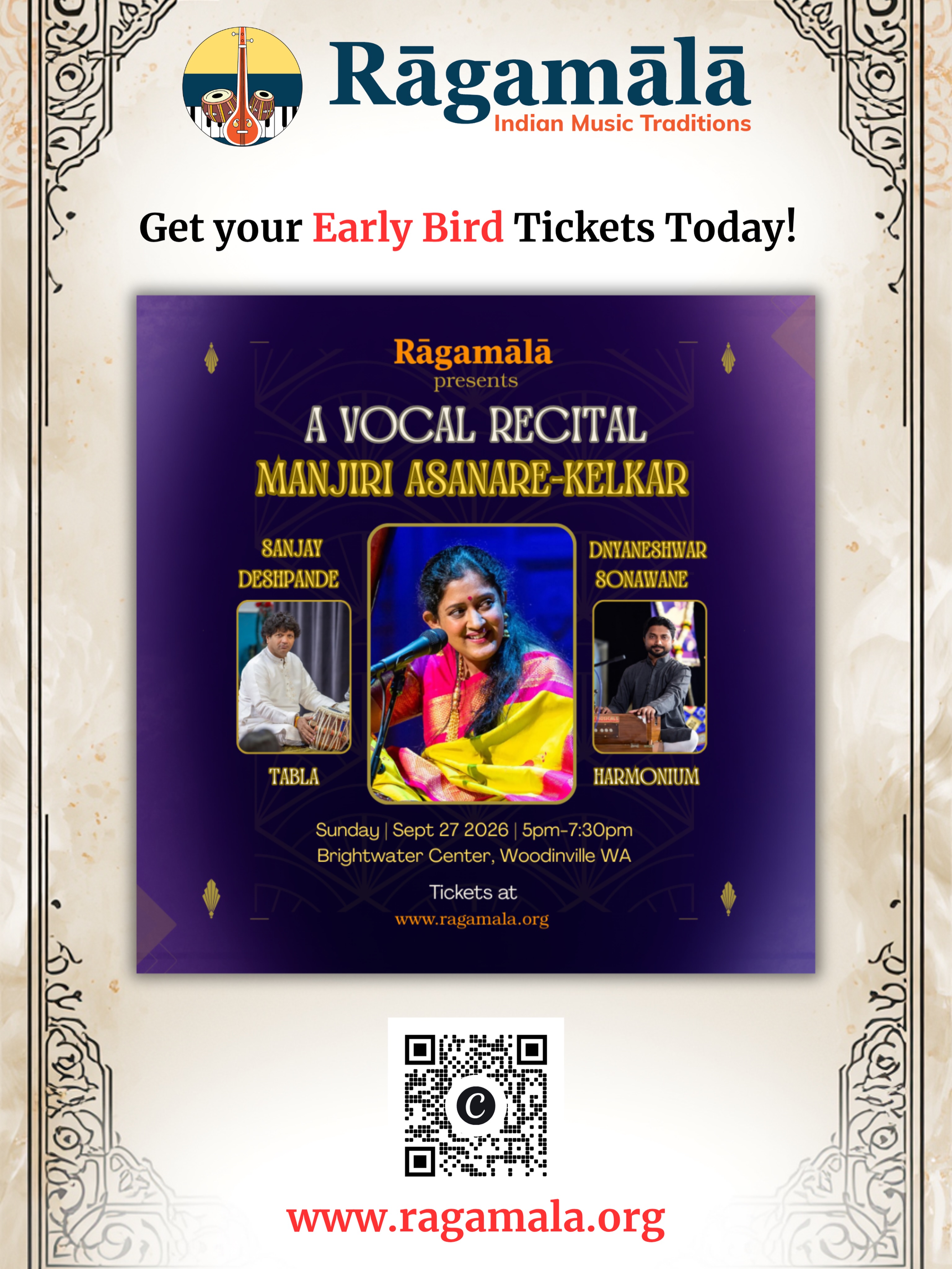 Poster for A Vocal Recital: Manjiri Asanare-Kelkar